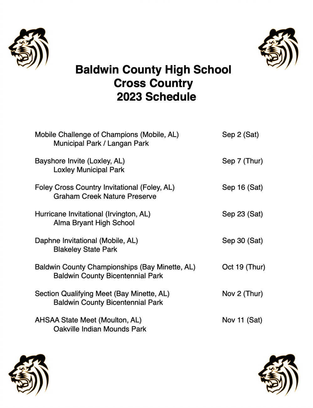 23.24 Cross Country Schedule